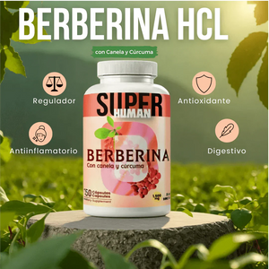 Berberina - Cápsulas de Equilibrio de la Glucosa y Prevención Diabética con Canela y Cúrcuma + Envio Gratis